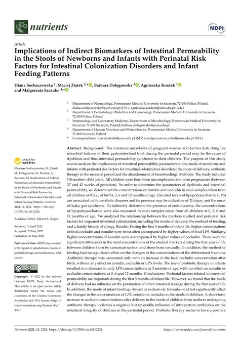 Pdf Implications Of Indirect Biomarkers Of Intestinal Permeability In