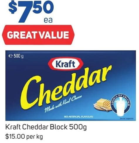 Kraft Cheddar Block 500g Offer At Foodland