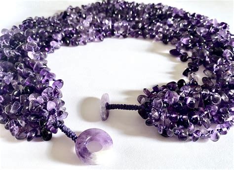 Gorgeous Amethyst Hand Knotted Multi Strand Necklace With Etsy In