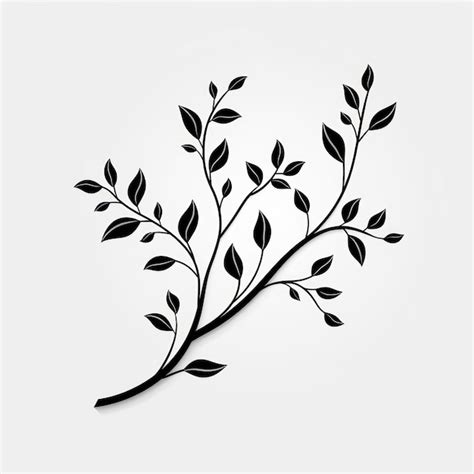 Branches Avec De Grandes Feuilles En Cricut Noir Et Blanc Générées Par