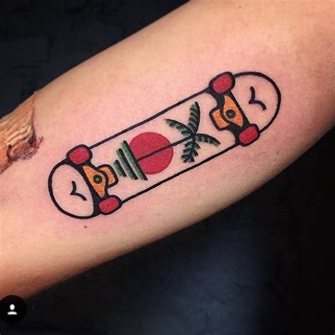 Minimalist Skateboarding Tattoo In 2024 Skateboard Tattoo Trendy