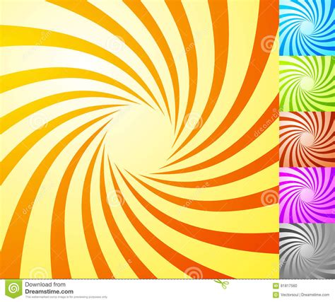 Spiral Starburst Sunburst Background Set Lines Stripes With T Stock