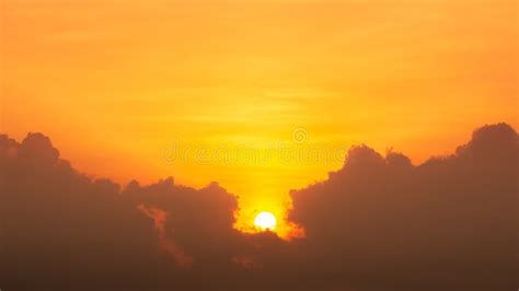 Golden Hour Cloudy Sky Panoramic Nature Background Stock Photo Image