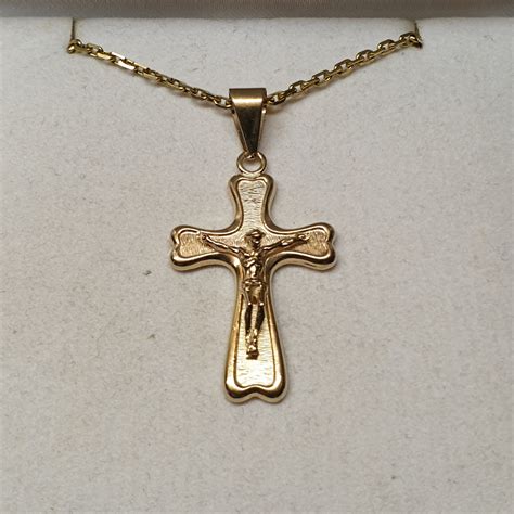 Nostalgischer Goldanhänger Kreuzanhänger Anhänger Kreuz Jesus Inri Gold 333 Vintage Elegant