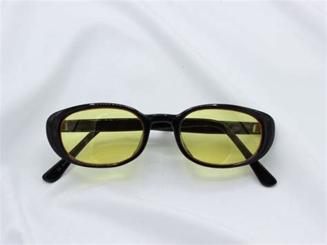 Vintage 90s Yellow Tinted Sunglasses Square Sunglasses Deadstock