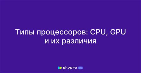 Типы процессоров: CPU, GPU и их различия