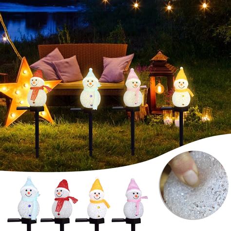 Sdjma Christmas Decorations Solar Snowman Lights 4 Pack With Stakes Inflatable Waterproof Color