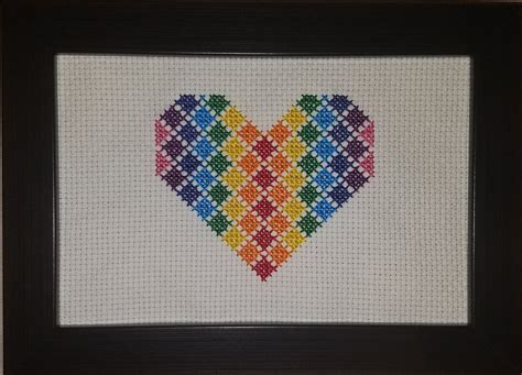 Rainbow Heart PDF Cross Stitch Pattern Instant Digital Etsy