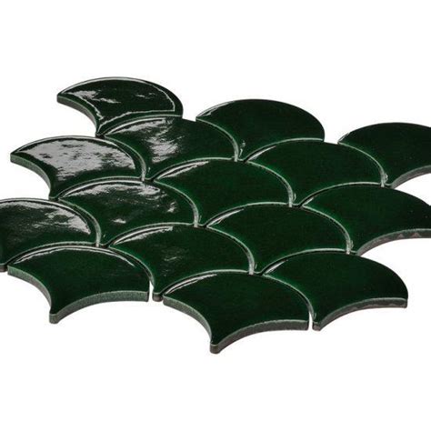 Blackwater Fan Green Gloss Crackle Glaze Mosaic Tile Tile Republic