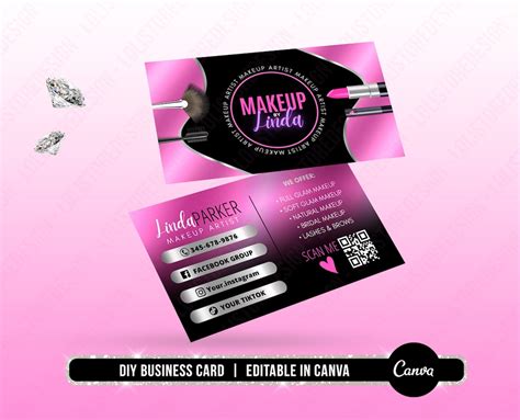 DIY Makeup Artist Business Card Makeup Services Business Card Lash