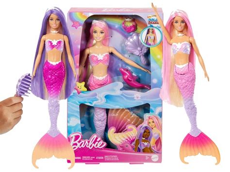 Lalka Barbie Syrenka Malibu Z D Ugimi W Osami Zmieniaj Ca Kolor