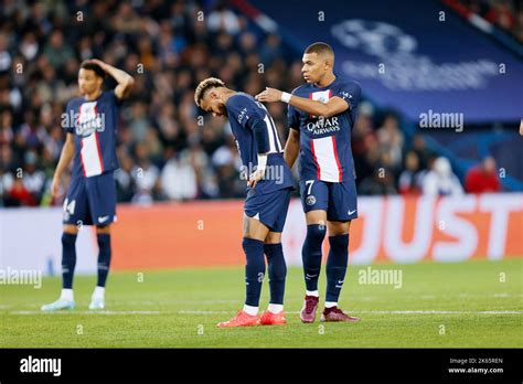 Neymar jr and Kylian Mbappe of PSG during the UEFA Champions League ...