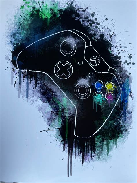 Xbox Gaming Controller Splatter Art Print Unframed | Etsy UK