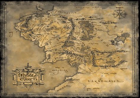 Lord Of The Rings Middle Earth Map Top Fantasy Movie Hobbit Etsy