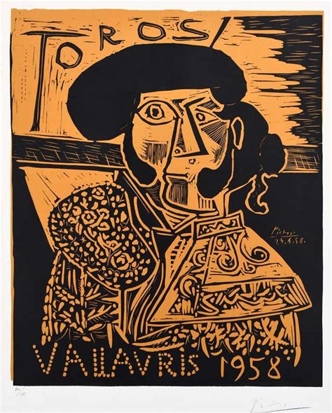 Pablo Picasso 1962 Pablo Picasso Picador Cubism Black Brown Yellow