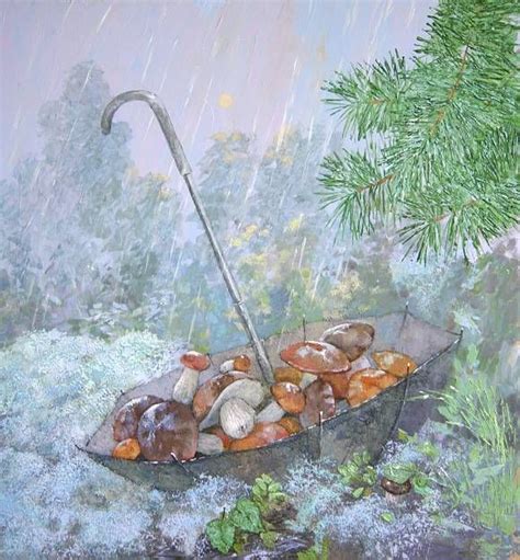 Грибной дождь . , автор NatashaLiv012. Артклуб Gallerix | Umbrella art ...