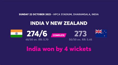 India Vs New Zealand Match Result Icc Cwc 2023 Lionbet666