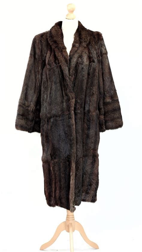 Reserved Vintage Longfull Length Dark Brown Rabbit Real Fur Coat With