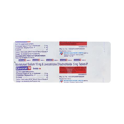 Levocet M Tablet 10s Price Uses Side Effects Netmeds