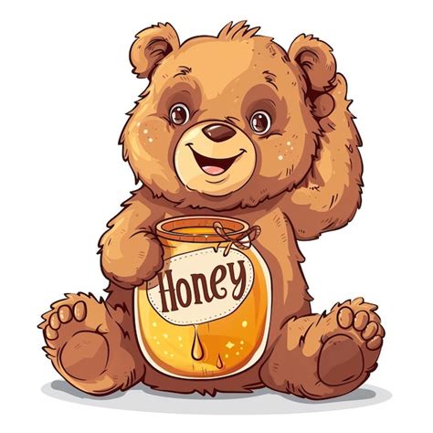 A Brown Teddy Bear Holding A Jar Of Honey Premium Ai Generated Vector