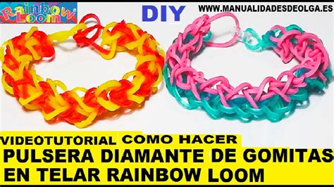 Como Hacer Una Pulsera Modelo Diamante De Gomitas Ligas Telar