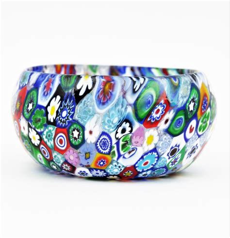 Fratelli Toso Murano Multi Color Murrine Italian Art Glass Bowl 1950s