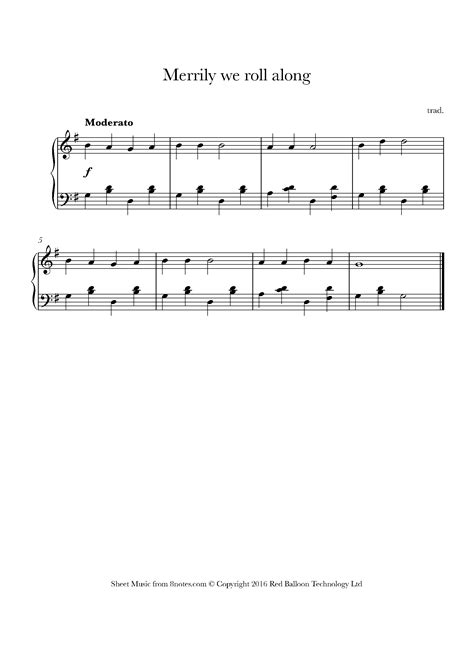 Merrily We Roll Along Sheet Music For Piano