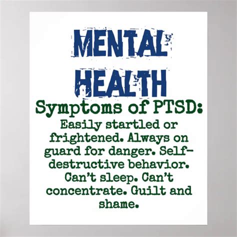 Symptoms Of Ptsd Mental Health Quote Poster Zazzle