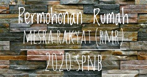 Permohonan Rumah Mesra Rakyat Rmr Spnb