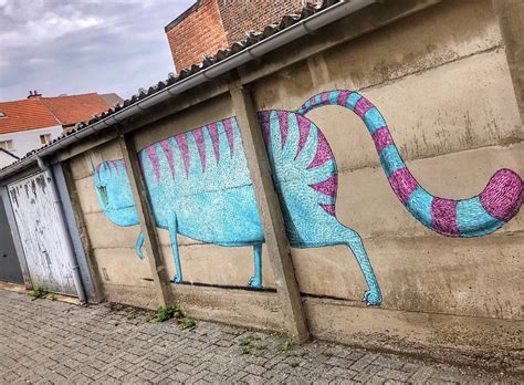 Blue Cat Mural From Artist Bisser In Leuven Mussenstraa Flickr