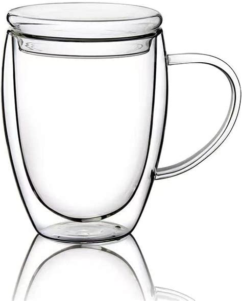 12 Oz Double Walled Coffee Cups Glass Coffee Mugs Clear Coffee Mug With Lid Insulated Coffee Mug