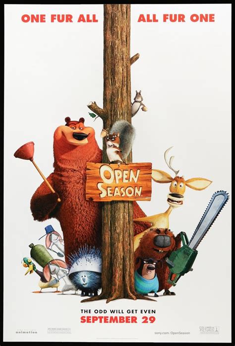 the movie poster for open season with many cartoon characters and an ...