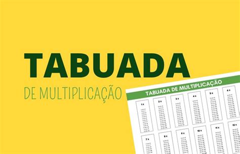 Tabuada de multiplicação para imprimir grande em PDF