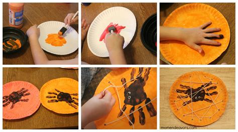 Halloween Kids Craft Handprint Spiders In A Diy Lacing Card Web Mom