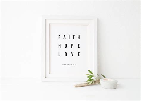 Faith Hope Love 1 Corinthians Minimalist Christian Bible Verse Print