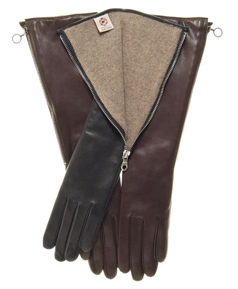 Elbow Length Italian Cashmere Lined Gloves With Side Zipper By Fratelli