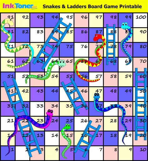 Snakes And Ladders Board Game Template Printable - Printable Word Searches