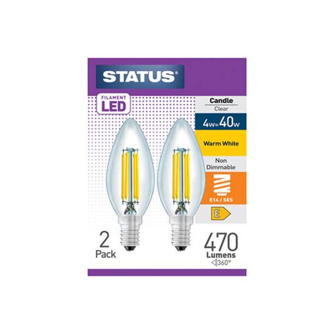 Order Status 2 Pack Filament LED Candle Clear 470 Lumens Small Screw