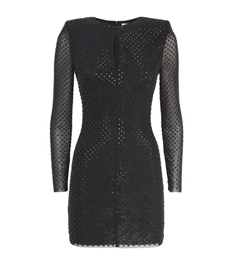 Womens Self Portrait Black Rhinestone Embellished Mini Dress Harrods UK