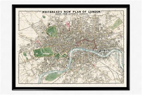 Vintage Map Of London Whitbread S New Plan Of London Etsy Uk