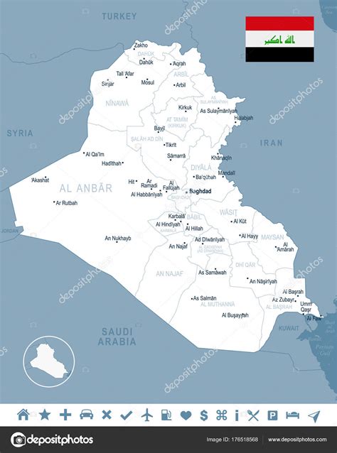 Iraq Map And Flag Detailed Vector Illustration Stock Vector By