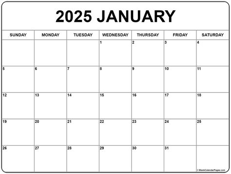 2025 january calendar page printable template