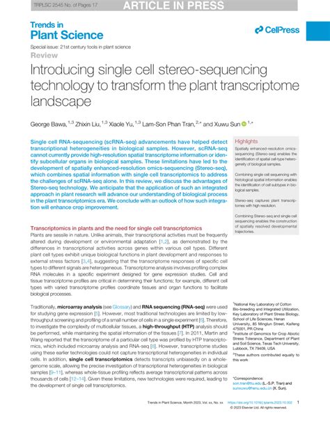 Pdf Introducing Single Cell Stereo Sequencing Technology To Transform