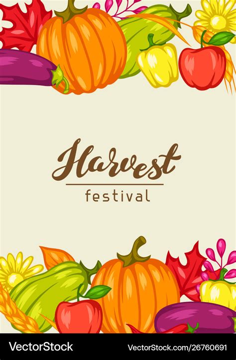 Harvest festival background with fruits and Vector Image