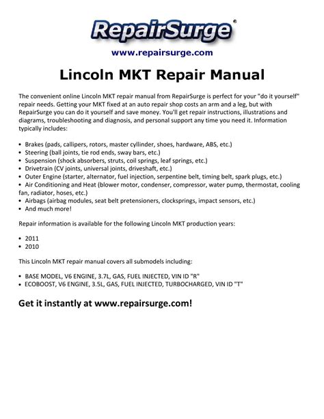 Lincoln Mkt Repair Manual By Kevin Green Issuu