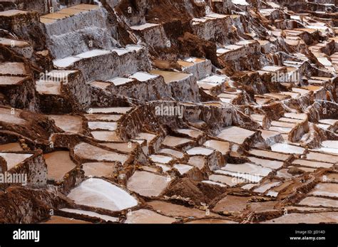 Peru Salinas De Maras Pre Inca Traditional Salt Mine Salinas Stock