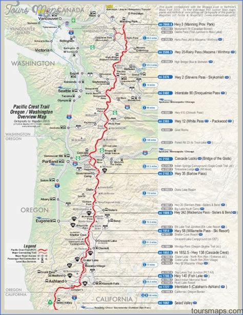 PACIFIC CREST TRAIL MAP WASHINGTON - ToursMaps.com