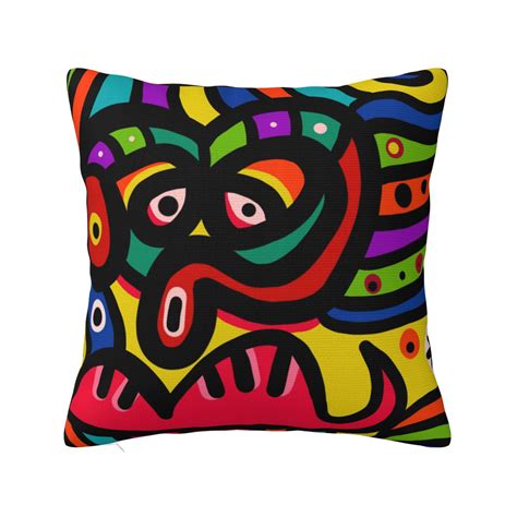 ZICANCN Cartoon Colourful Face Doodle Decorative Throw Pillow Covers