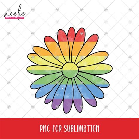 Subtle Pride Flower Png File Bundle Watercolor Rainbow Flower For Sublimation Two Designs 1 Or