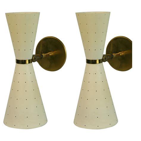 Pair Of Midcentury Double Cone Wall Sconces At 1stdibs Mid Century Modern Double Cone Wall